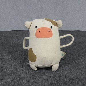 Panda Crate Mooing Cow 6 inch Plush Brown Spots Shaker Canvas Farm Animal Baby